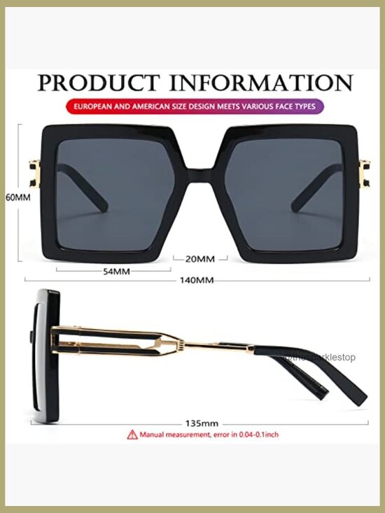 Oversized Square Sunglasses UV400 Protection Composite Frame